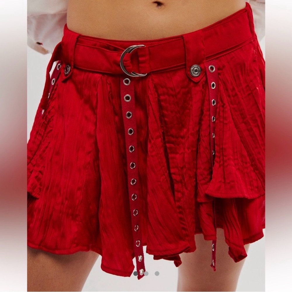 Free People Rue Mini Skirt Barbados Cherry